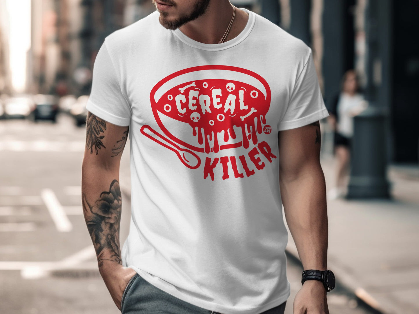 Cereal Killer Graphic T-Shirt Funny Horror Themed Apparel