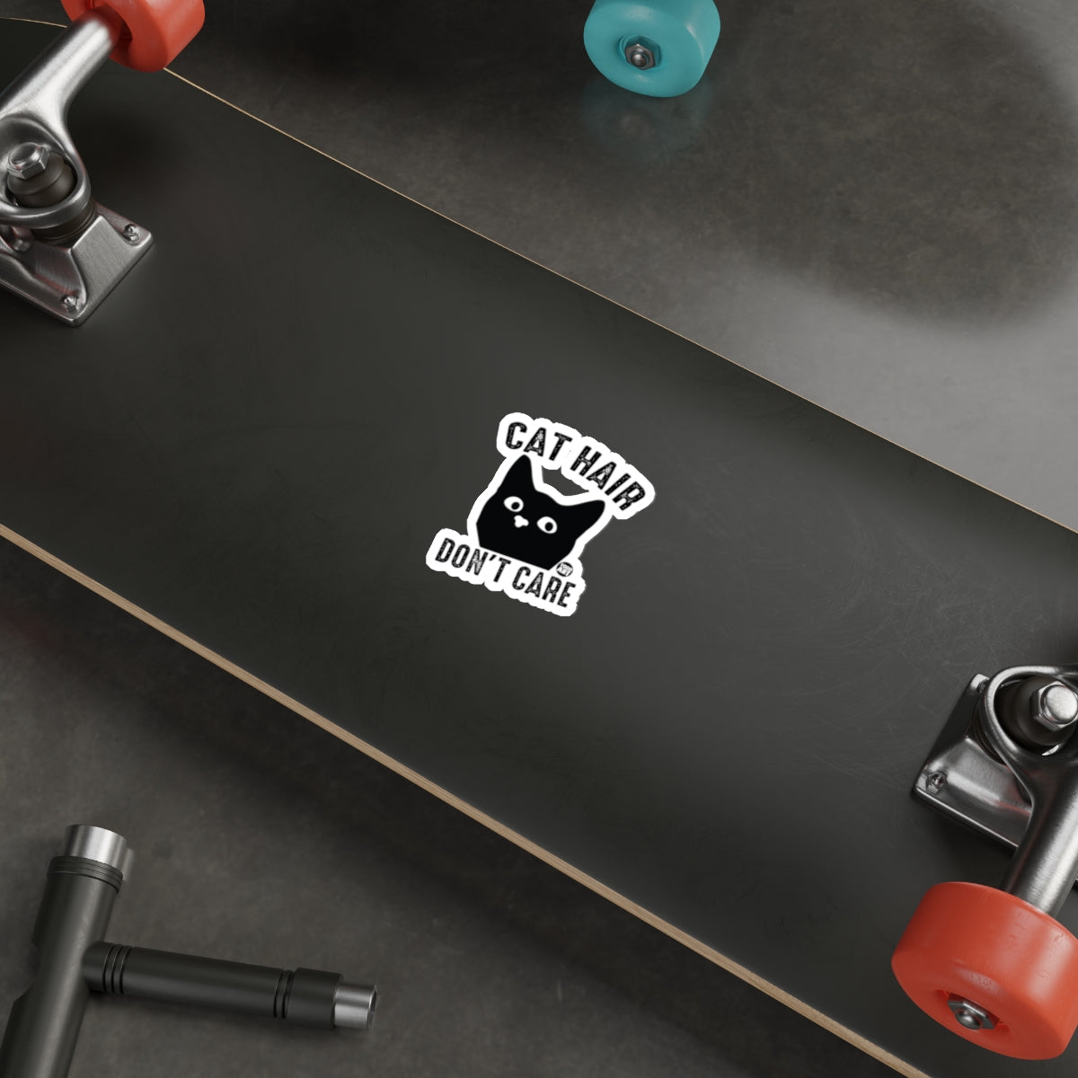 Cat Hair Don't Care Cute Black Cat Artwork sticker