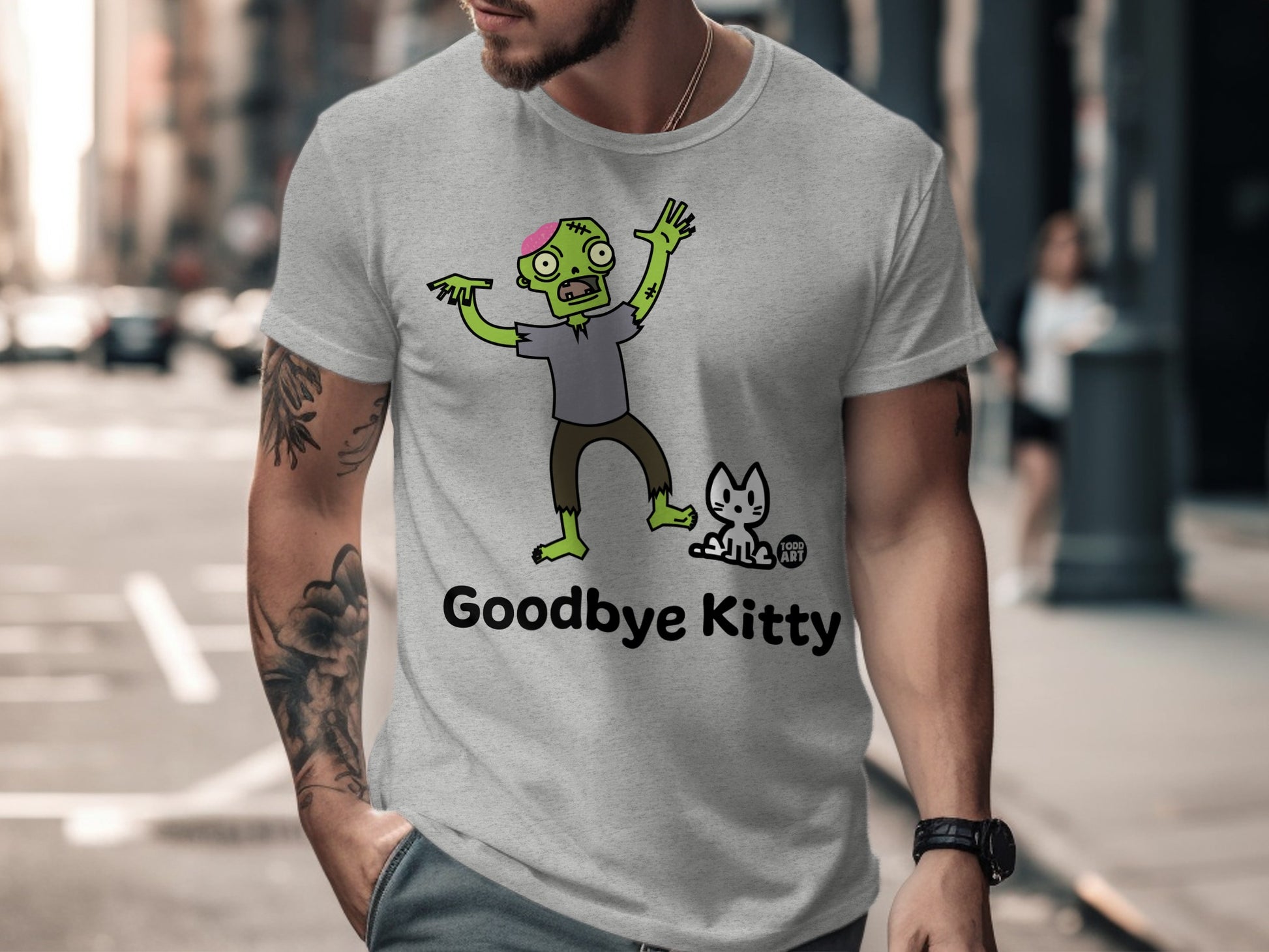 Goodbye Kitty Funny Graphic T-shirt for Adults
