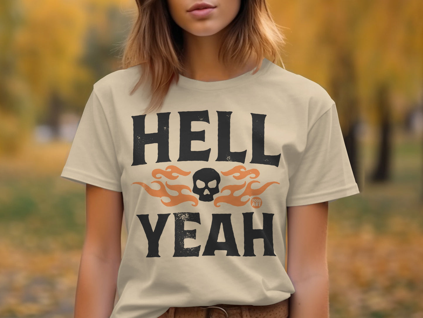 Hell Yeah Skull and Flames Graphic T-Shirt