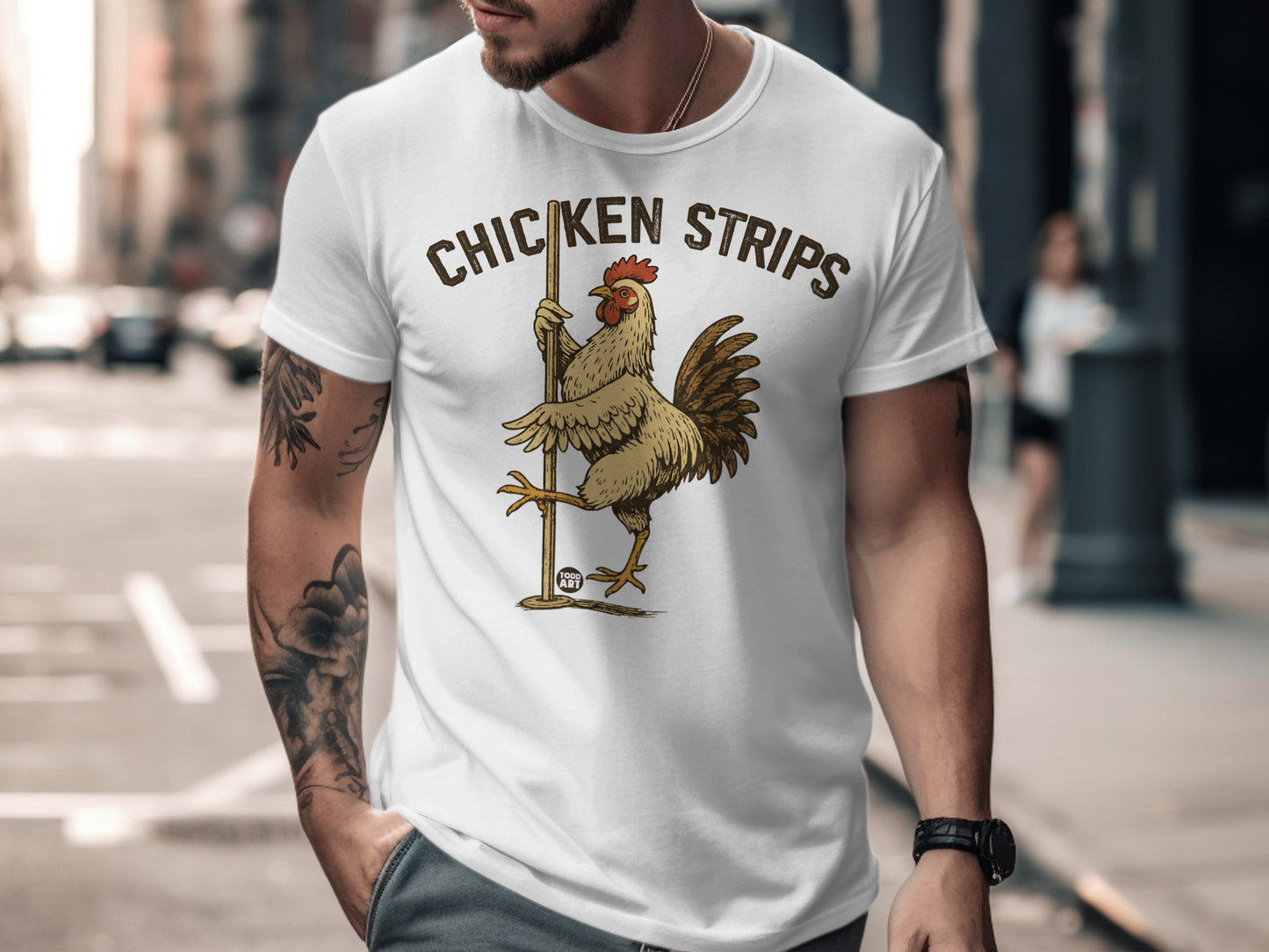 Funny Chicken Strips Graphic Print T-Shirt Product