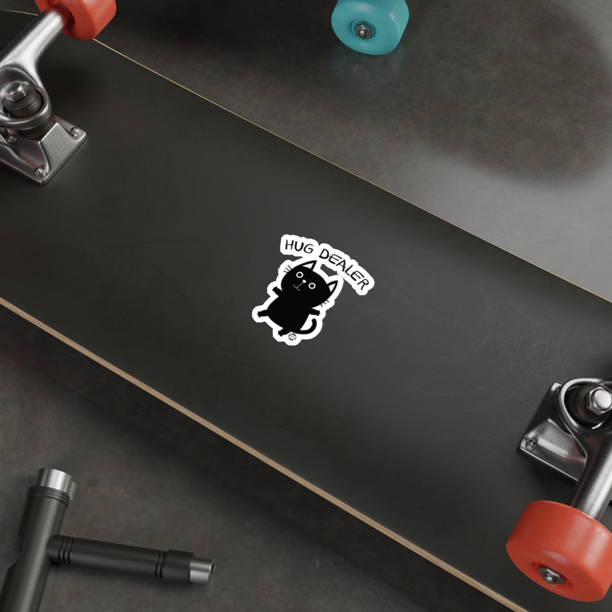 Hug Dealer Cat Sticker for Skateboard or Laptop
