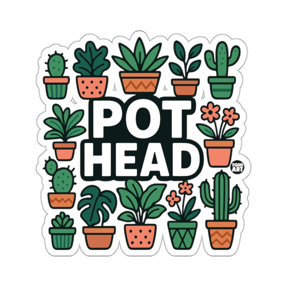 Pot Head Plant Lover Garden Fun Sticker 