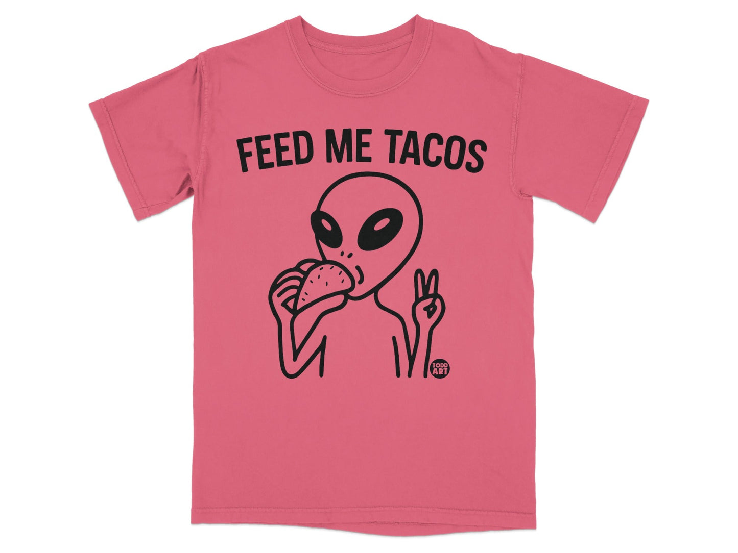 Alien Eating Tacos Funny Graphic Tee Shirt Product