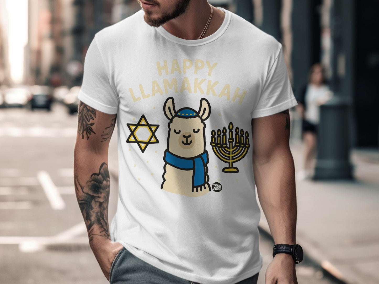 Happy Llamakkah Hanukkah Themed T Shirt Product