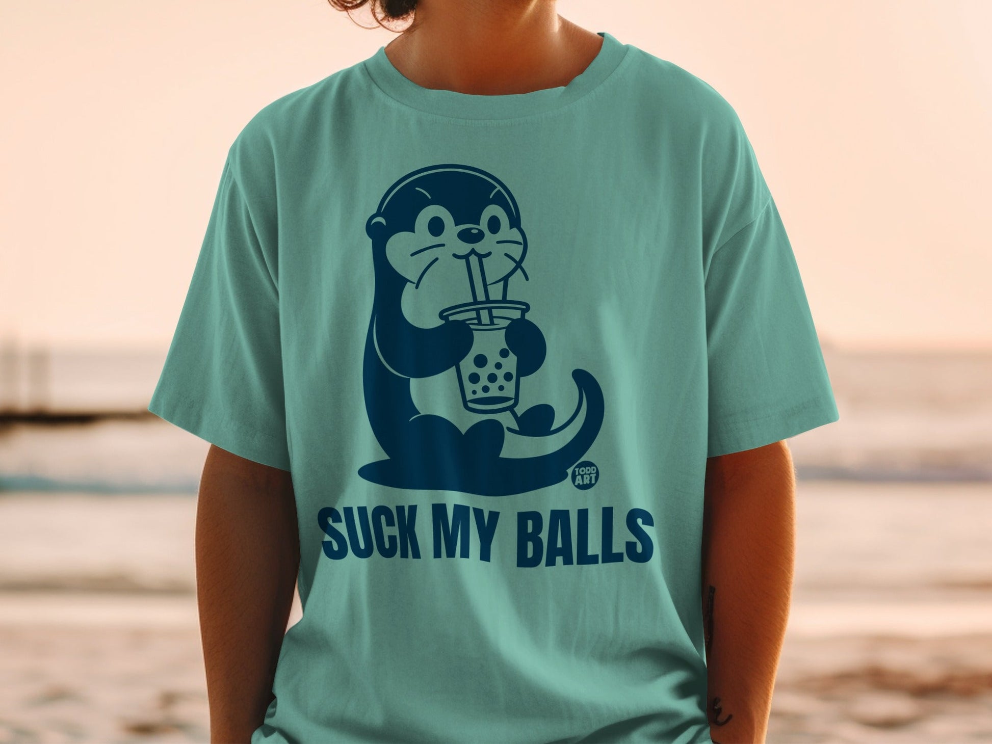 Suck My Balls Otter Drinking Bubble Tea Shirt