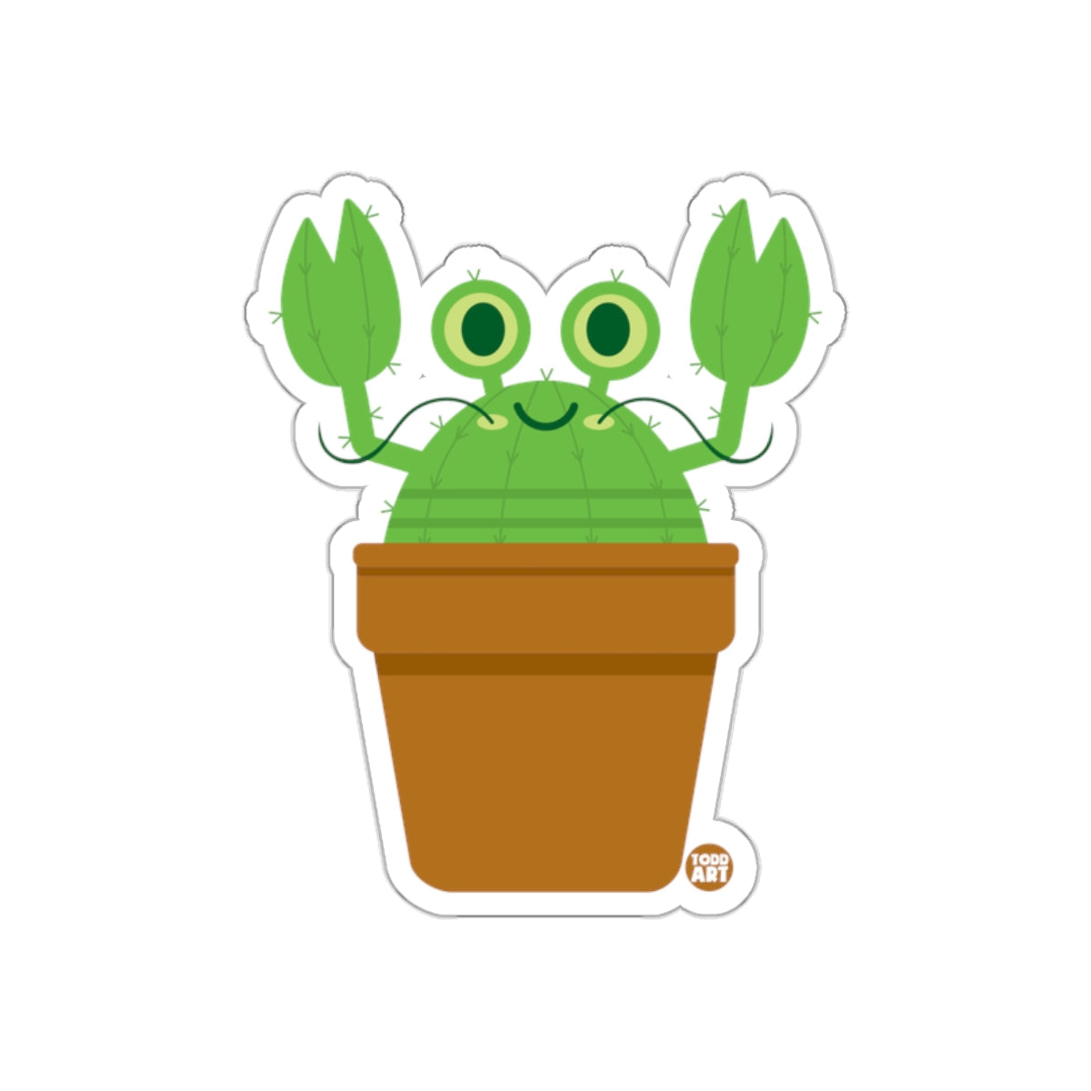 Cute Smiling Cactus in Pot with Googly Eyes Sticker