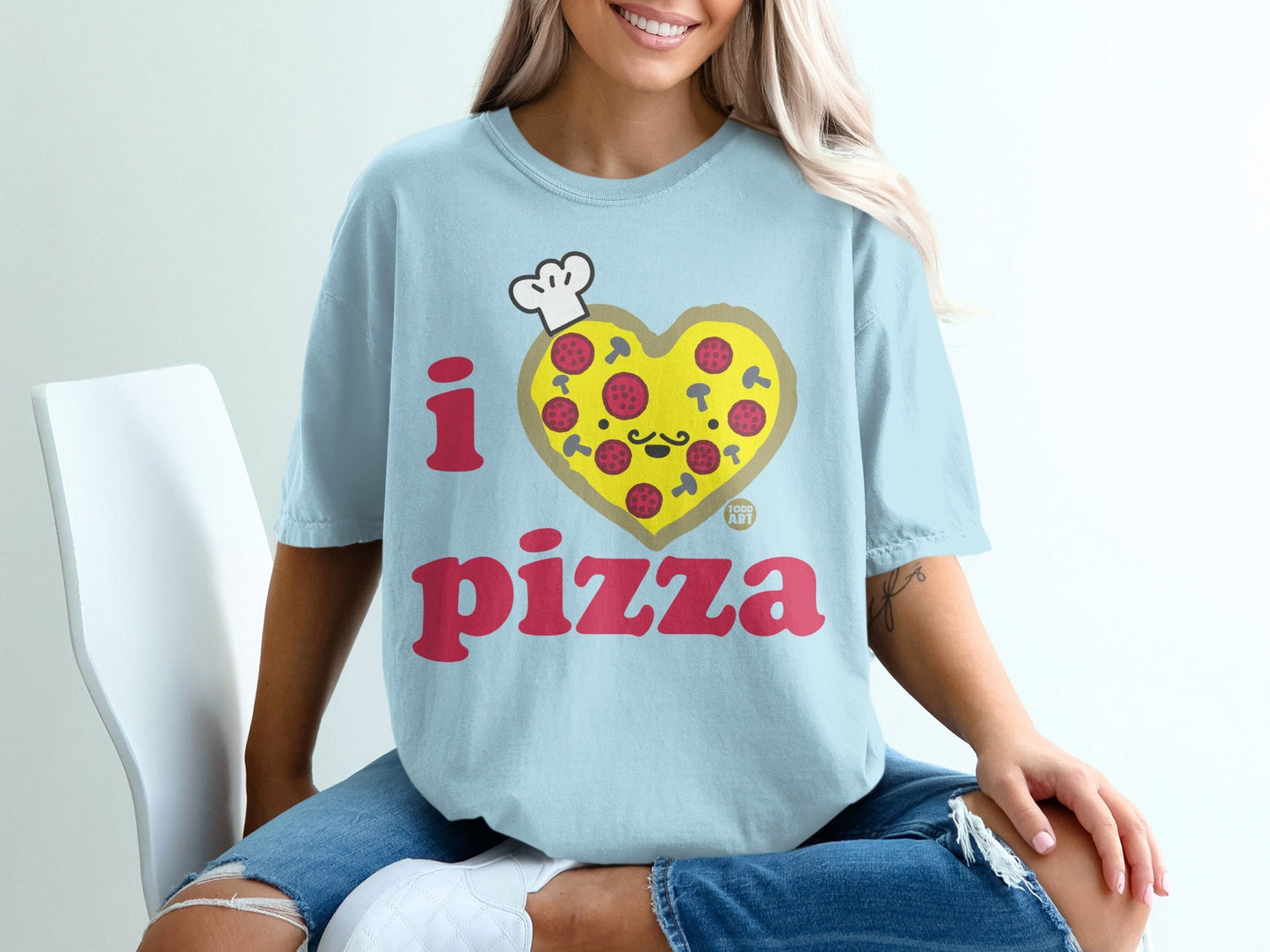 I Pizza Heart Cute Graphic Print T-Shirt for Pizza Lovers