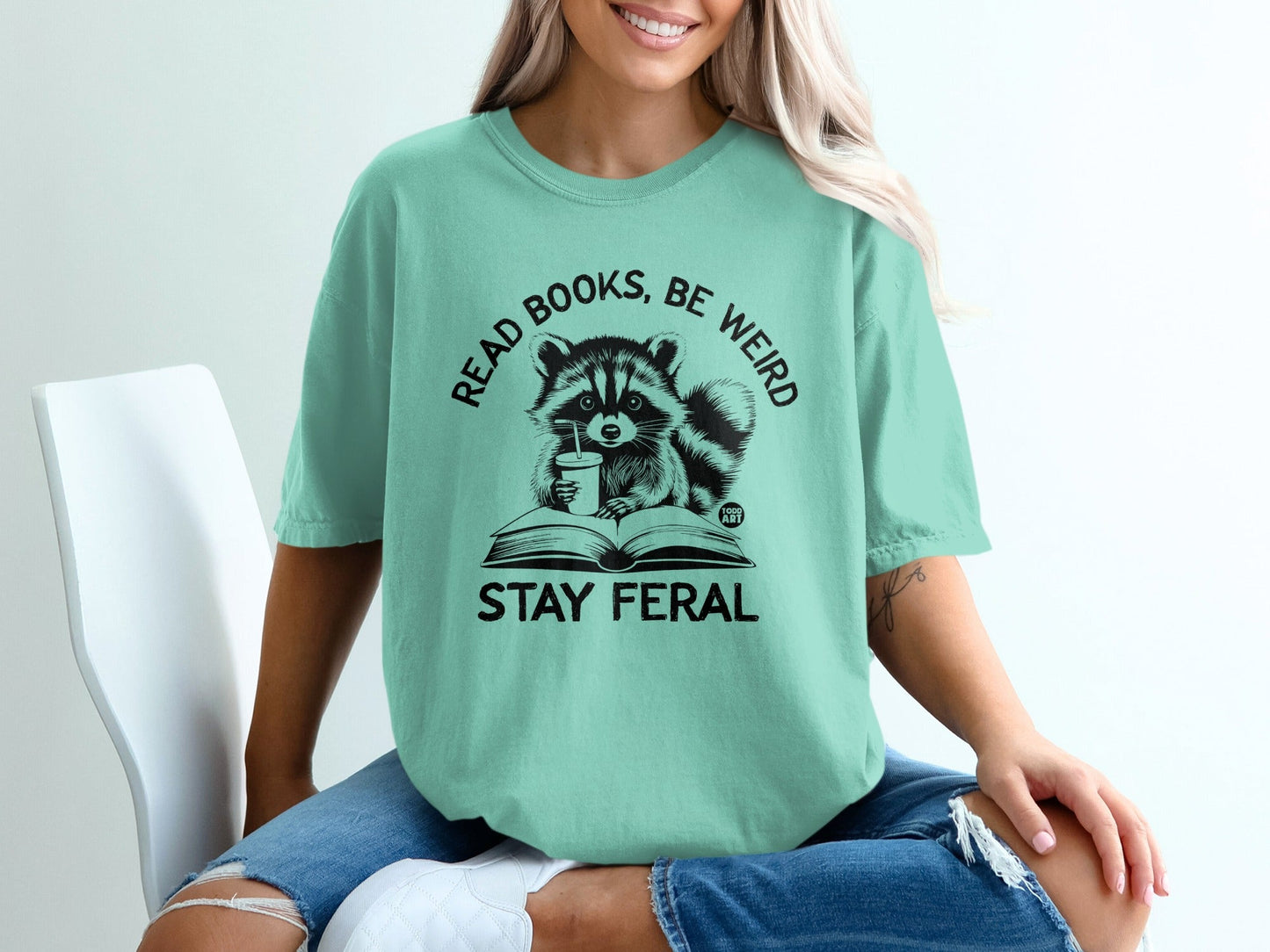 Read Books Be Weird Stay Feral Raccoon T-shirt