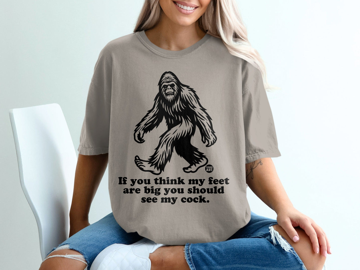 Funny Bigfoot Graphic Tee with Humorous Message Shirt