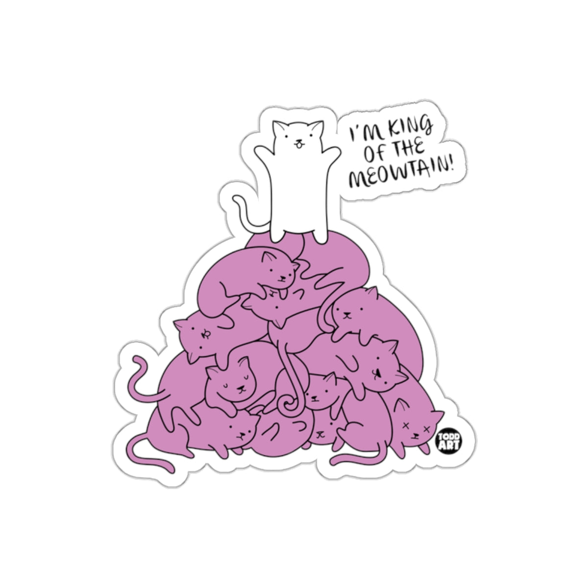 King of the Meowtain Cute Cat Pile sticker