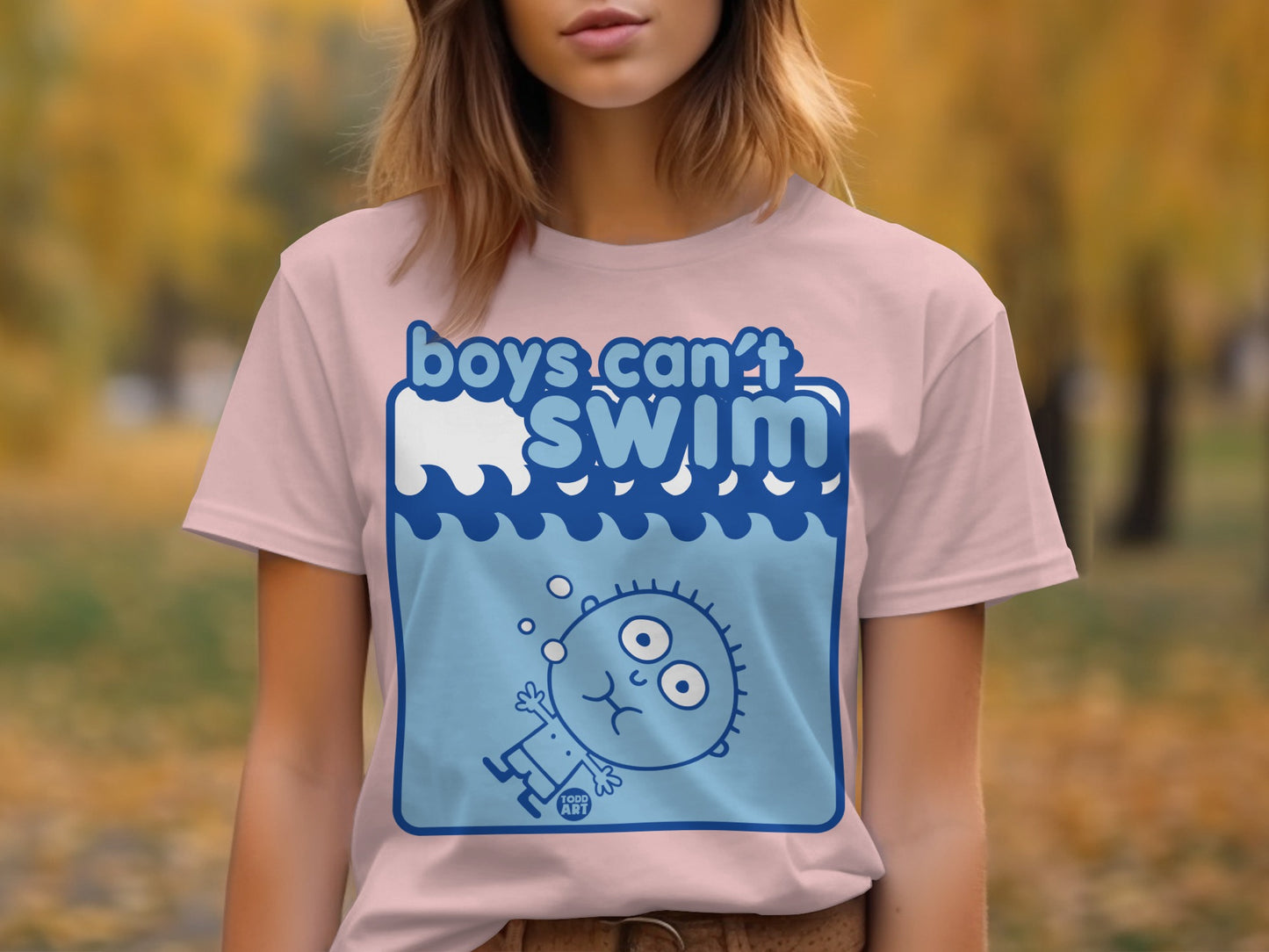 Boys Can't Swim Funny Cartoon Graphic Tee
