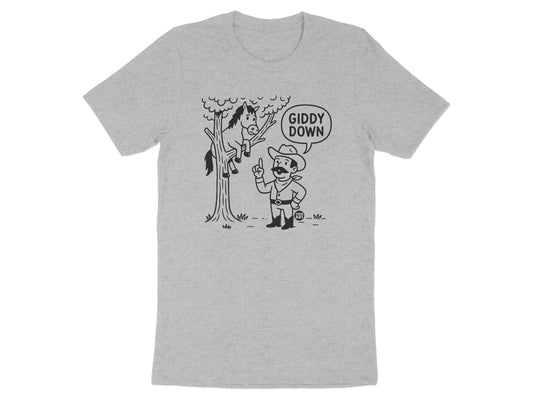 Cowboy Telling Horse Giddy Down Graphic T-Shirt