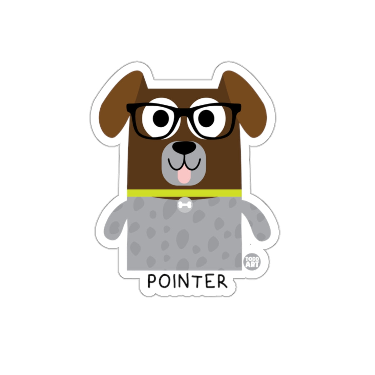 Cute Pointer Dog with Glasses Sticker for Fun Adhesion