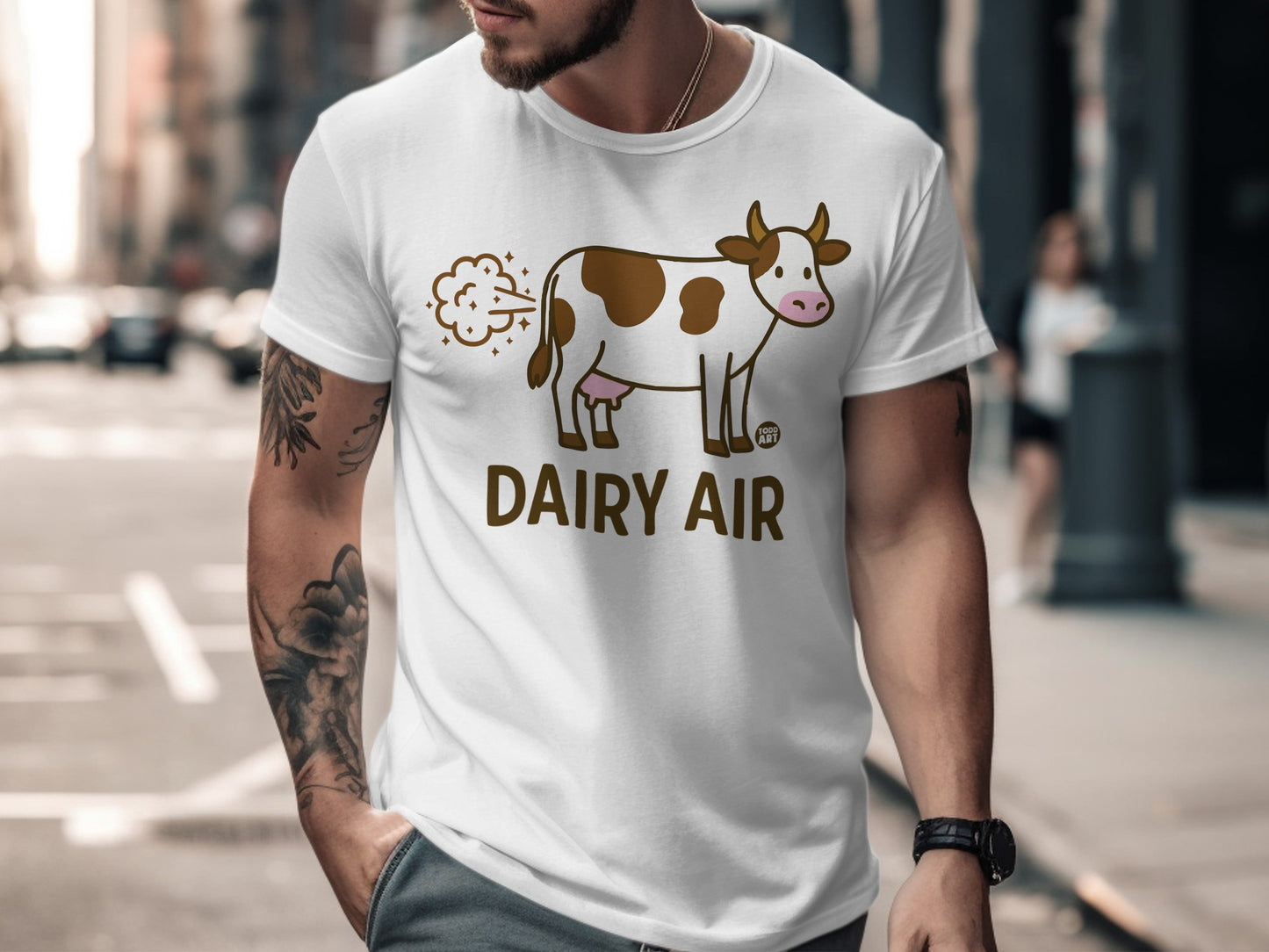 Funny Dairy Air Cow Fart Illustration T-Shirt