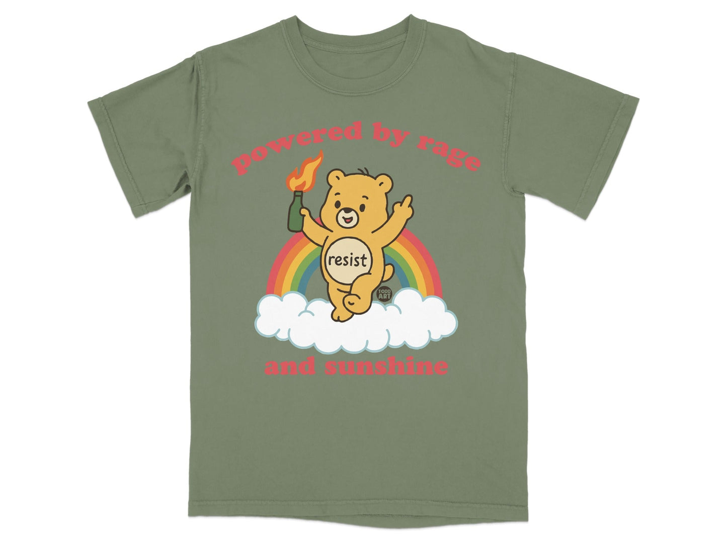 Powered by Rage and Sunshine Resist Bear T-Shirt