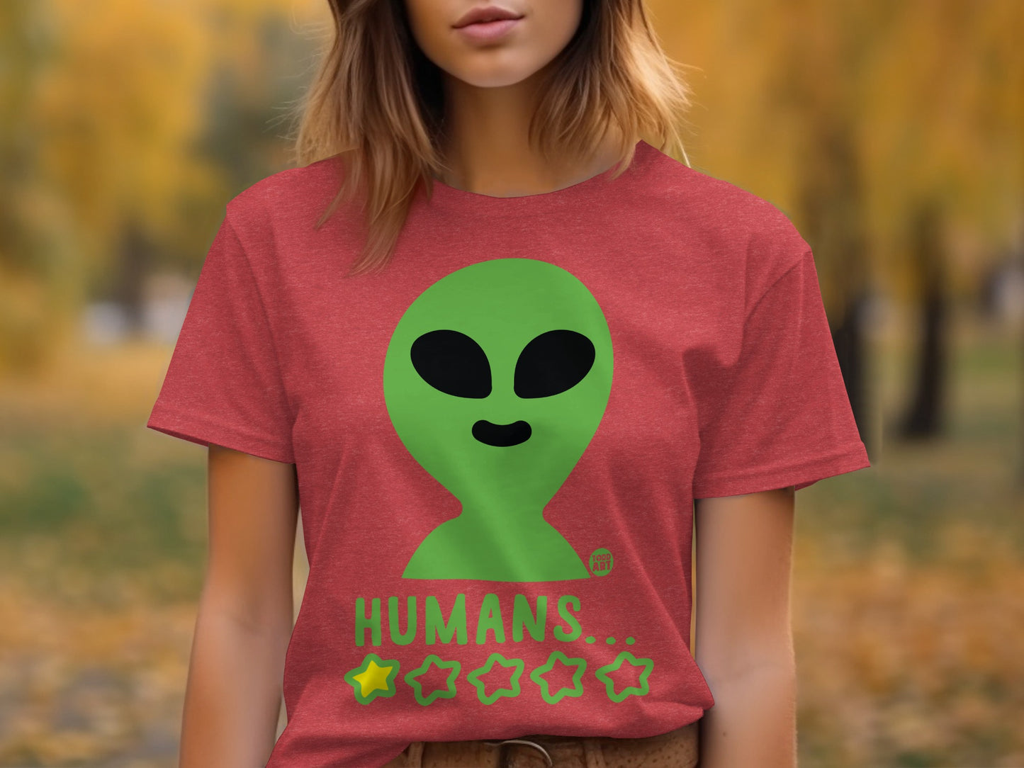 Funny Alien Humans Star Rating Graphic Tee