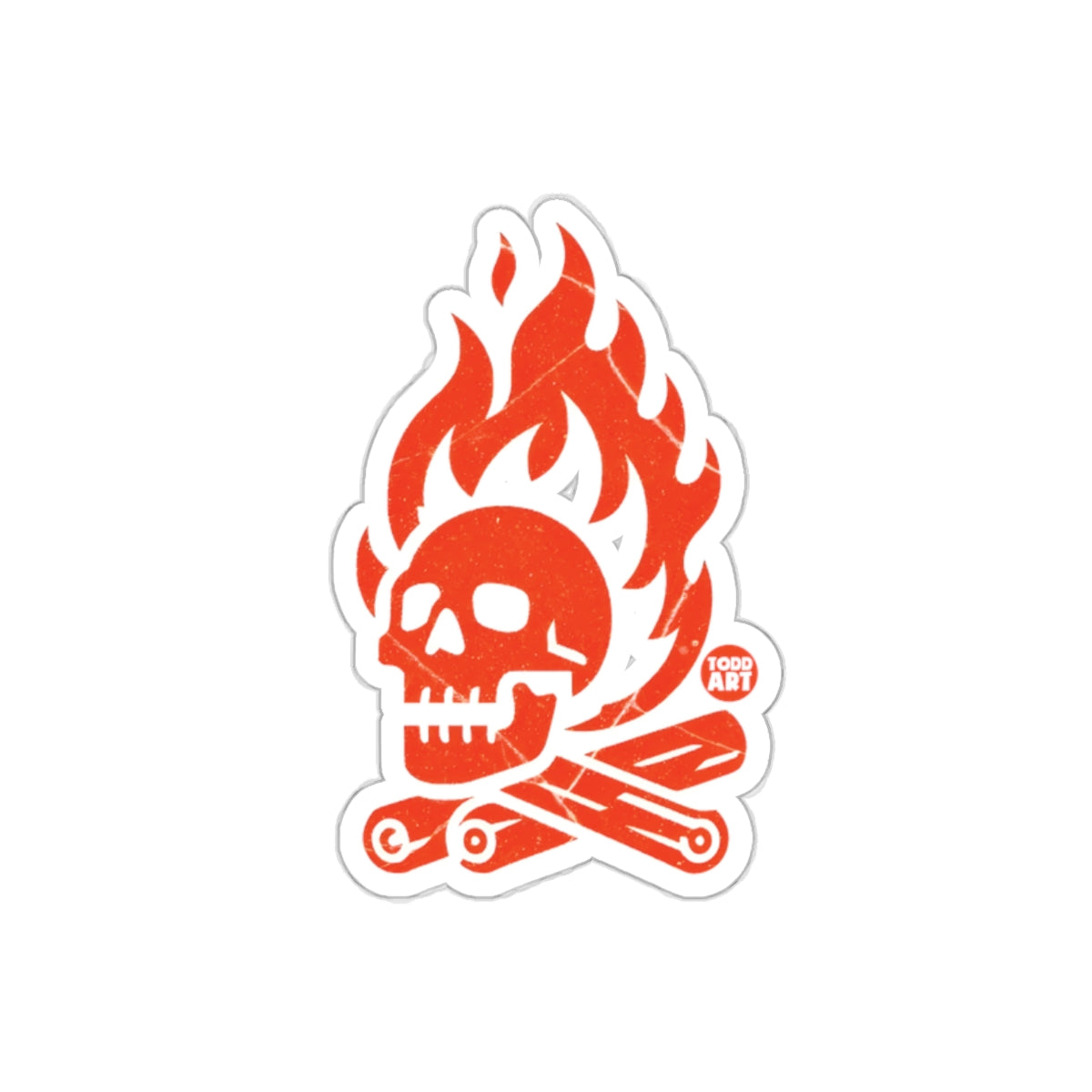 Skull on Fire above Crossed Bones Artwork sticker