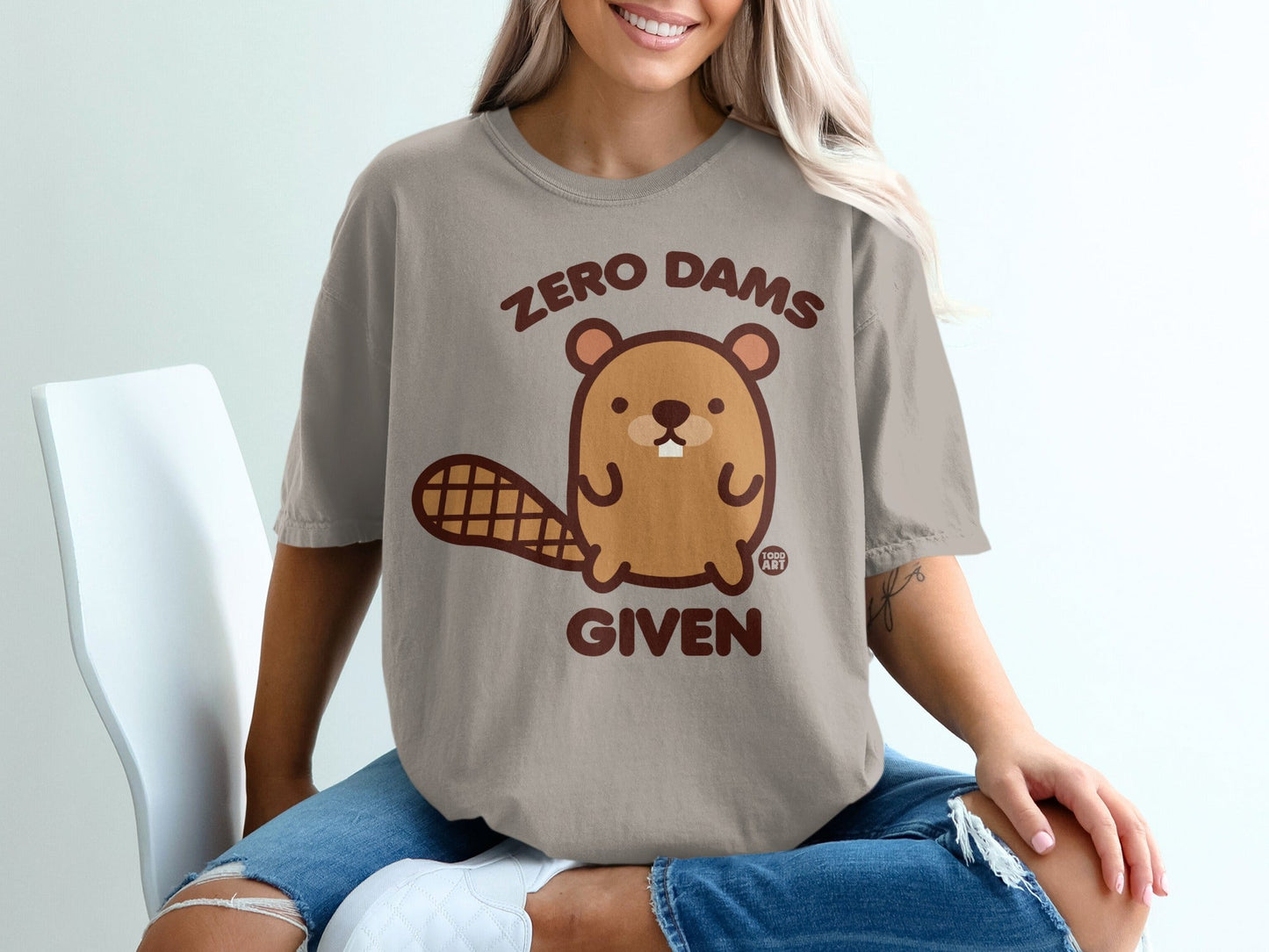 Zero Dams Given Beaver Graphic Relaxed Fit T-Shirt
