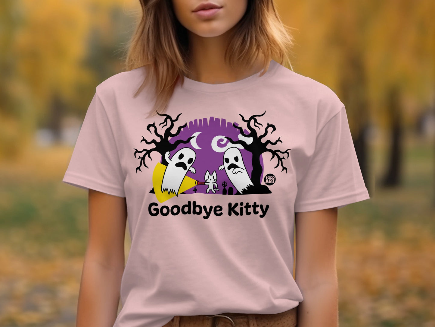 Goodbye Kitty Halloween Shirt with Haunted Design
