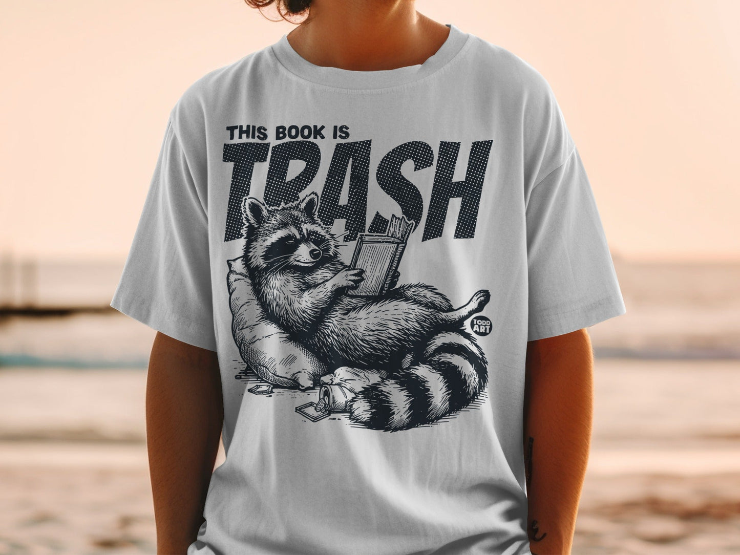 This Book is Trash Raccoon Illustration T-Shirt