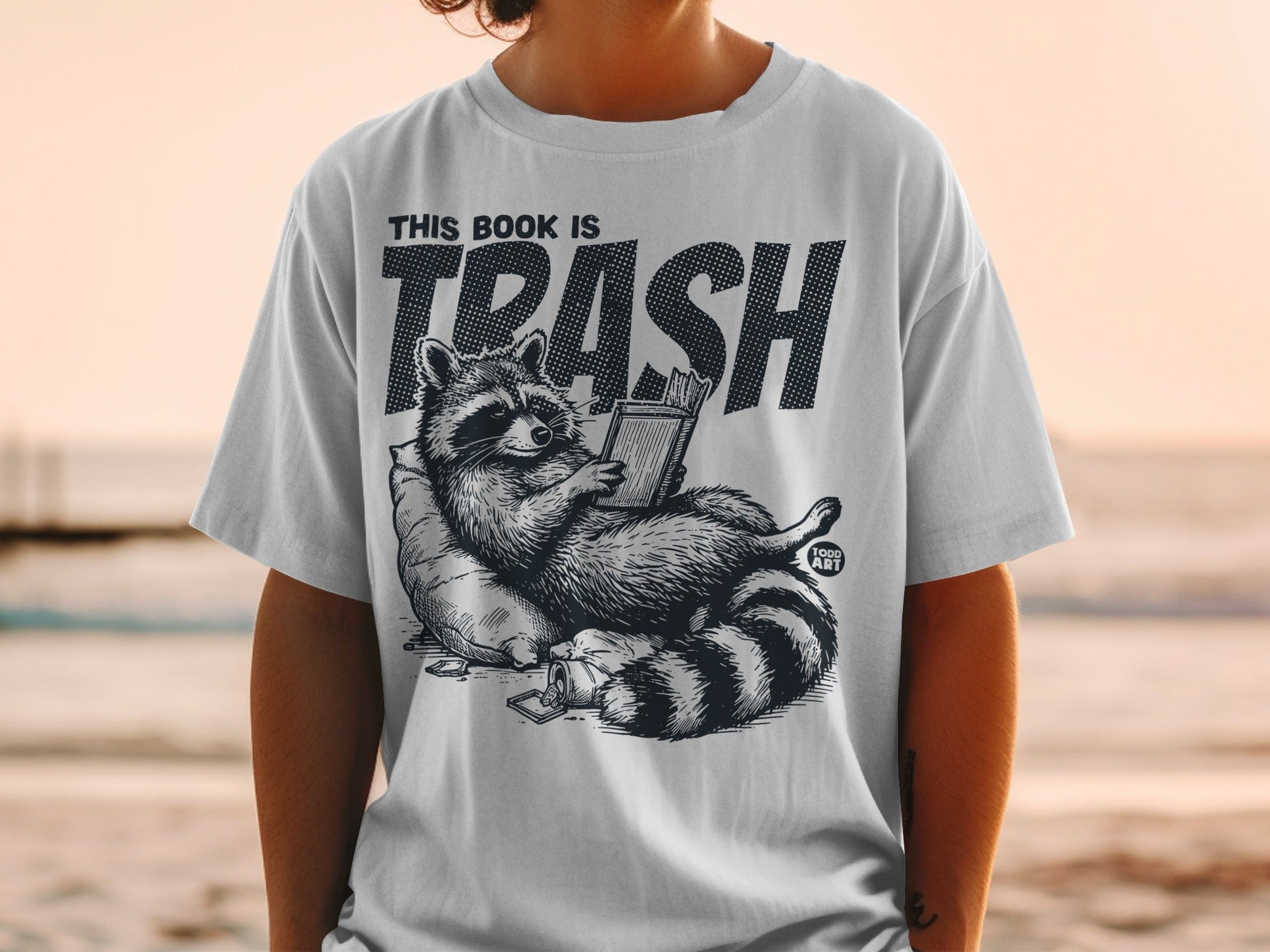 This Book is Trash Raccoon Illustration T-Shirt