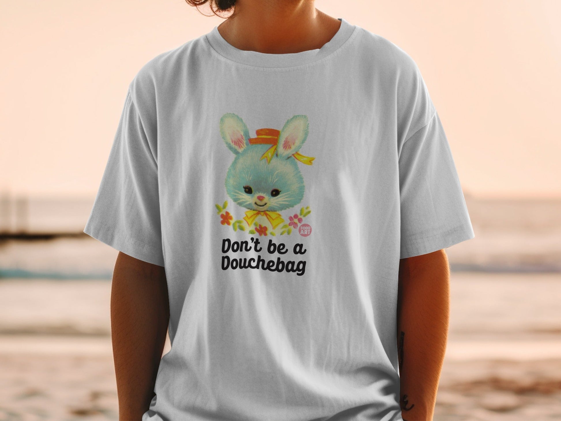 Cute Bunny Don't Be a Douchebag Graphic T-Shirt