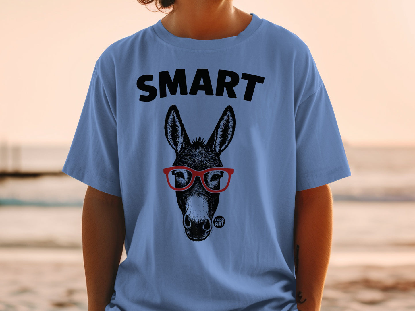 Smart Donkey Wearing Glasses Graphic T-Shirt