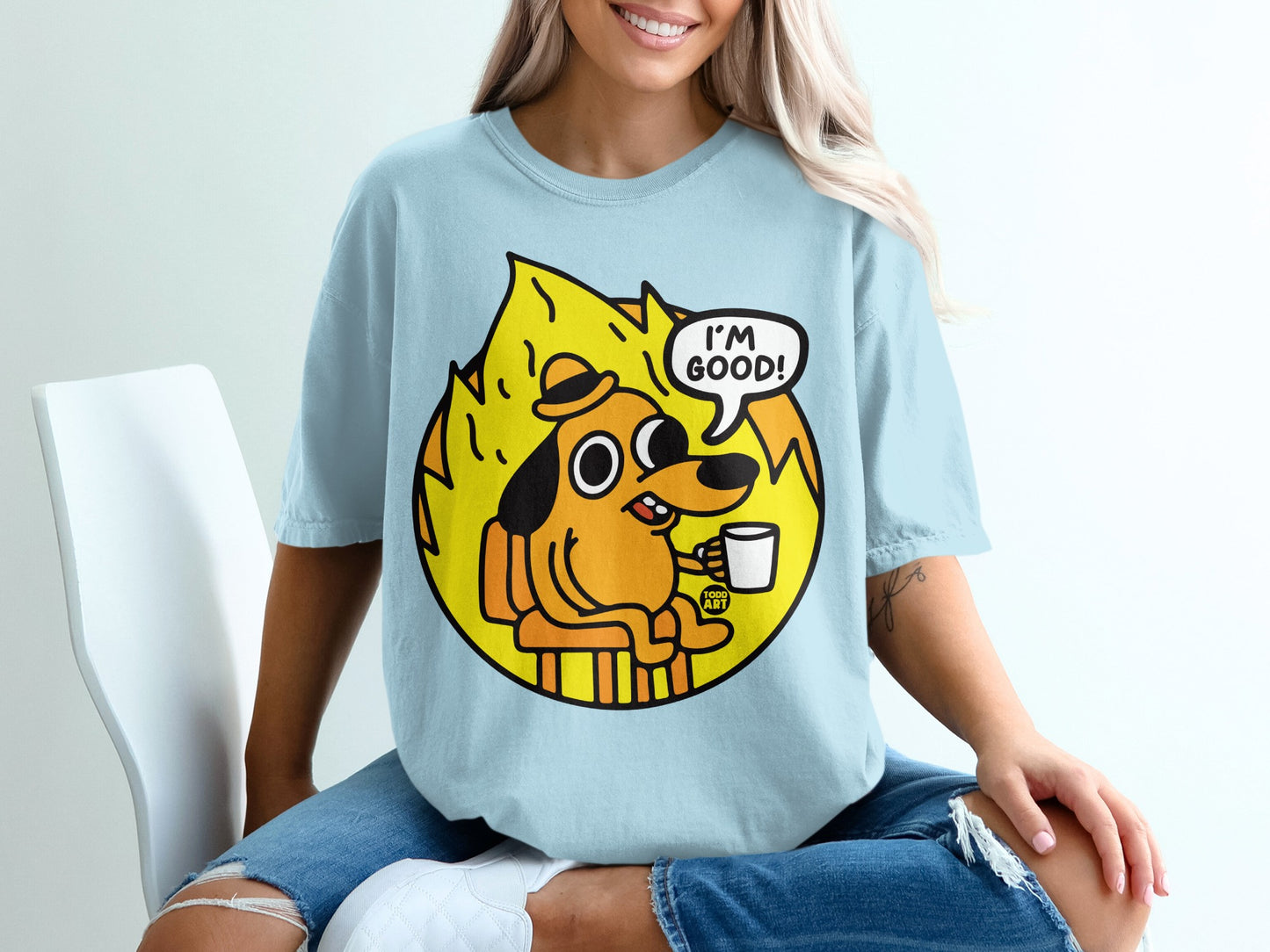 I'm Good Dog with Coffee Cartoon Unisex T-Shirt