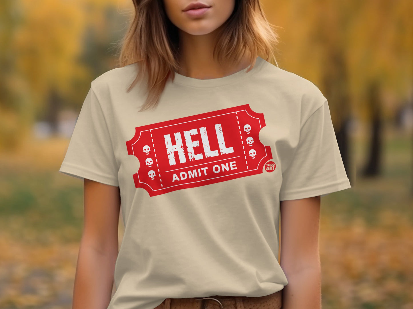 Hell Admit One Ticket Graphic Tee Shirt