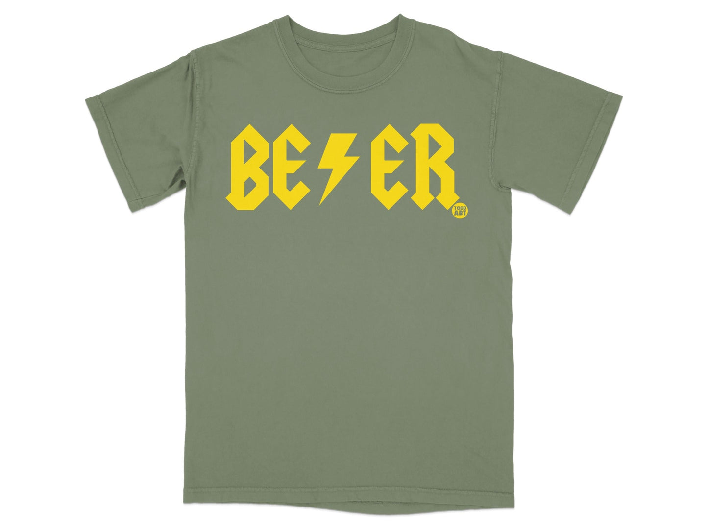 Electrifying BEER Graphic T-Shirt with Bold Yellow Text
