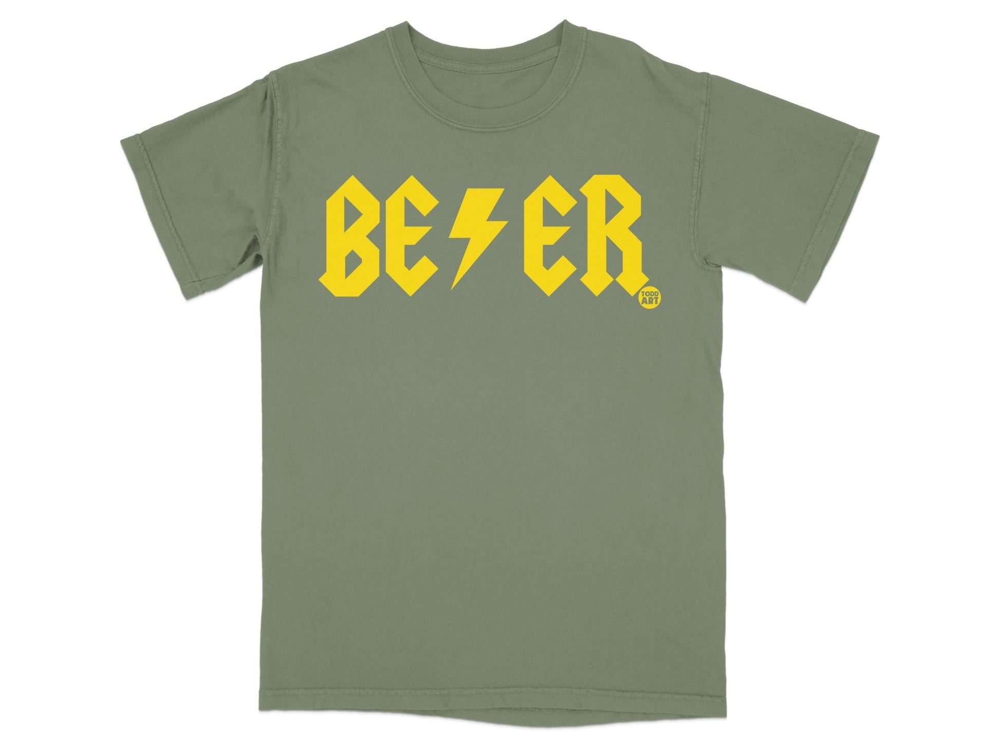 Electrifying BEER Graphic T-Shirt with Bold Yellow Text