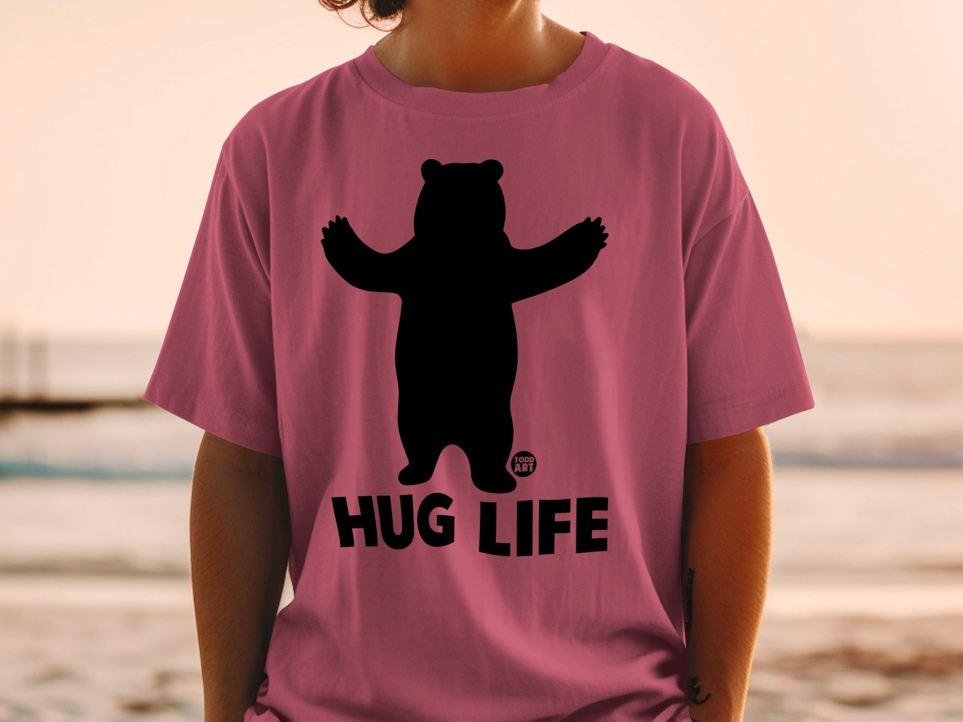 Hug Life Bear Graphic Tee Unique Tee Shirt
