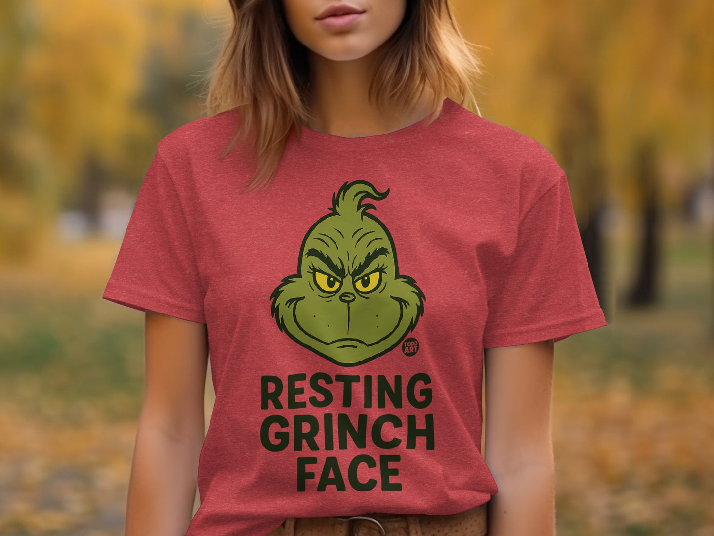 Resting Grinch Face Graphic Tee Holiday Shirt