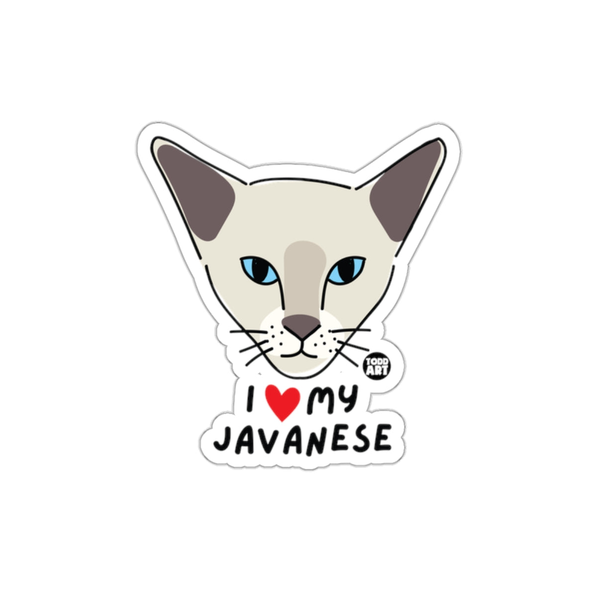 I Love My Javanese Cat Sticker For Pet Lovers