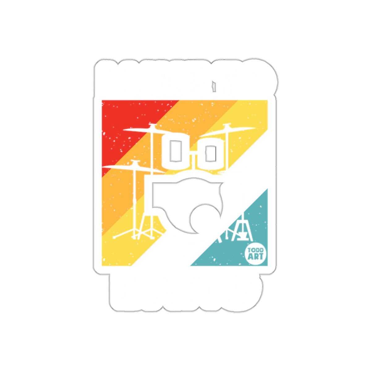 Retro Drums and Rainbow Graphic Sticker