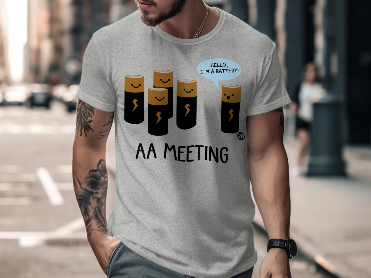 AA Meeting Humorous Battery Graphic T-shirt