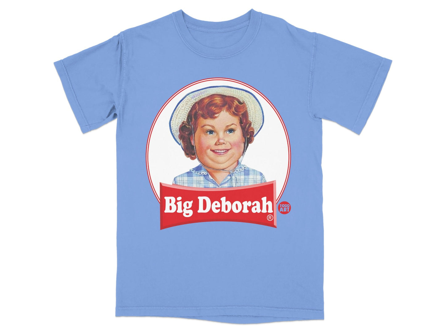 Light blue t-shirt with vintage cartoon girl logo "Big Deborah".