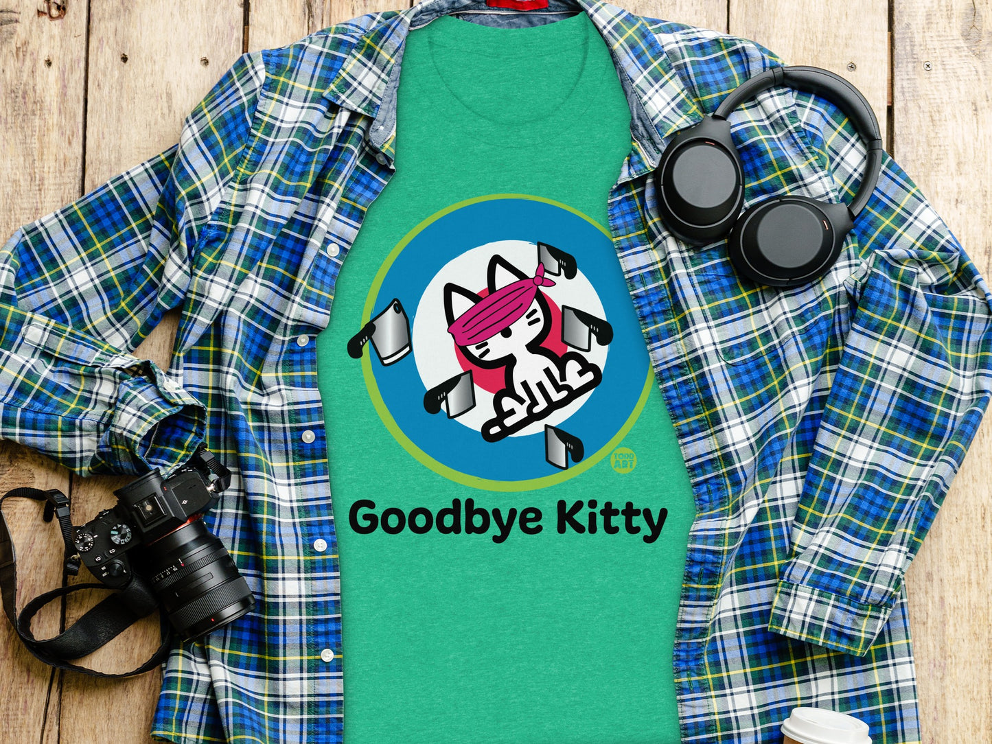 Fun Novelty Goodbye Kitty Graphic Tee Shirt