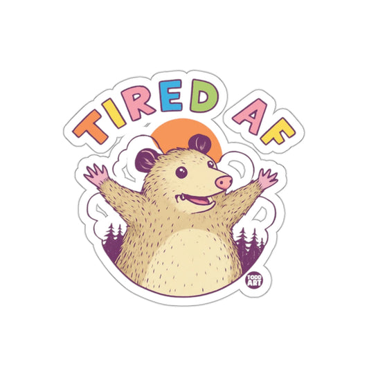 Tired AF Opossum with Trees and Sunset Funny Animal sticker