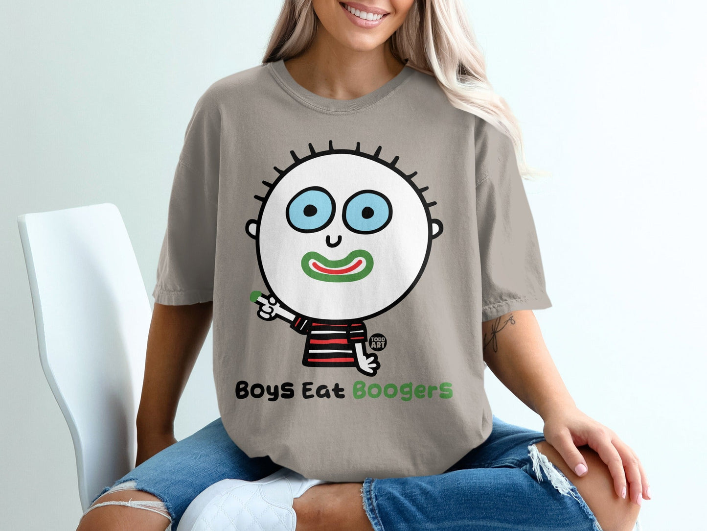 Boys Eat Boogers Fun Graphic Printed T-Shirt