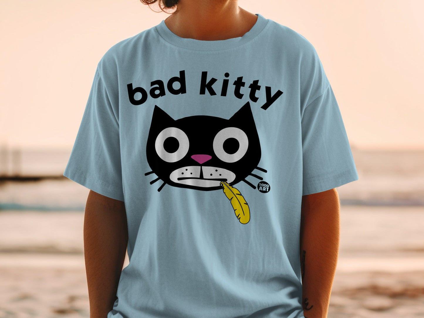 Bad Kitty Graphic Tee with Cartoon Cat Design