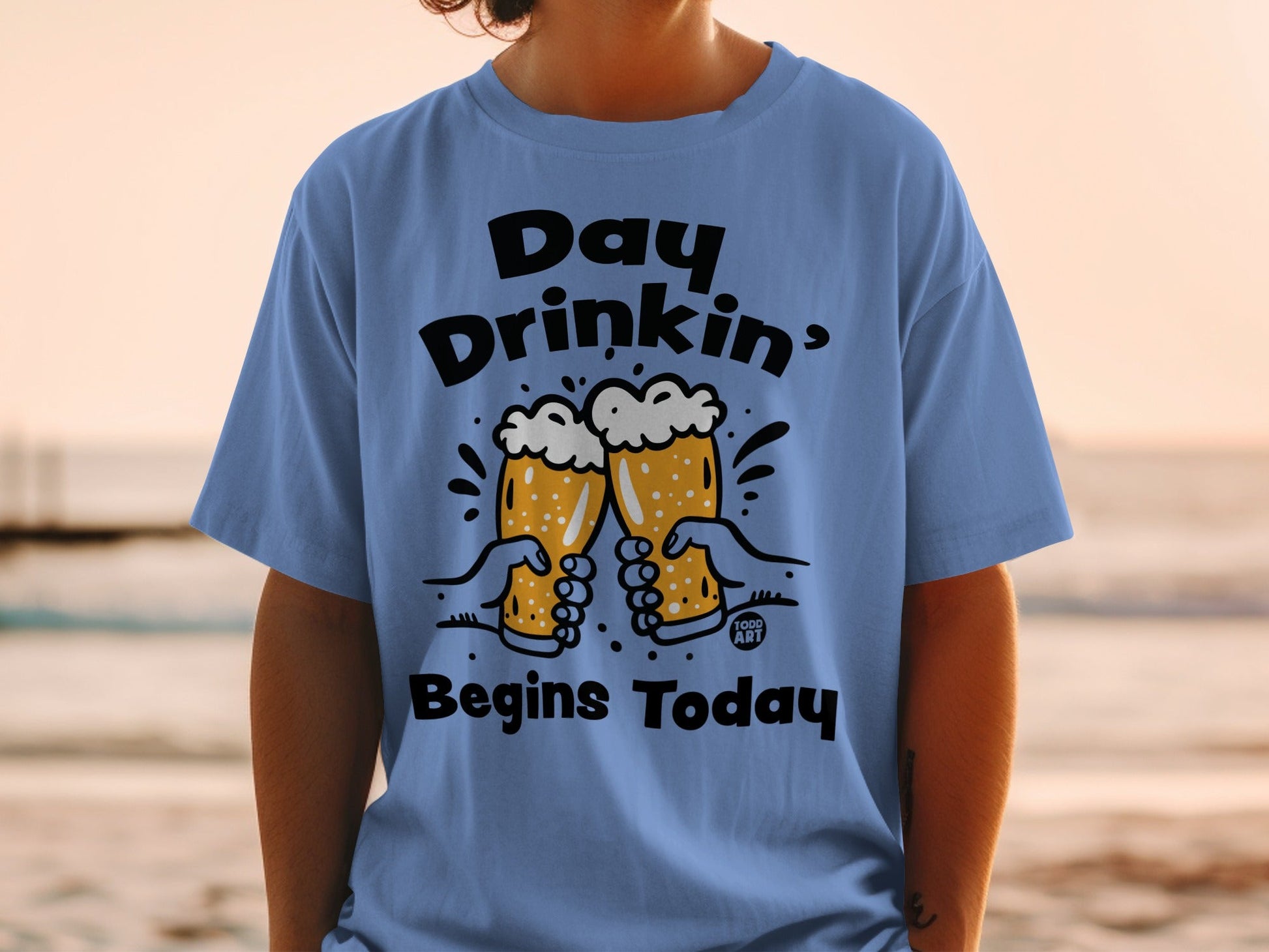 Day Drinkin' Begins Today Fun Graphic T-shirt