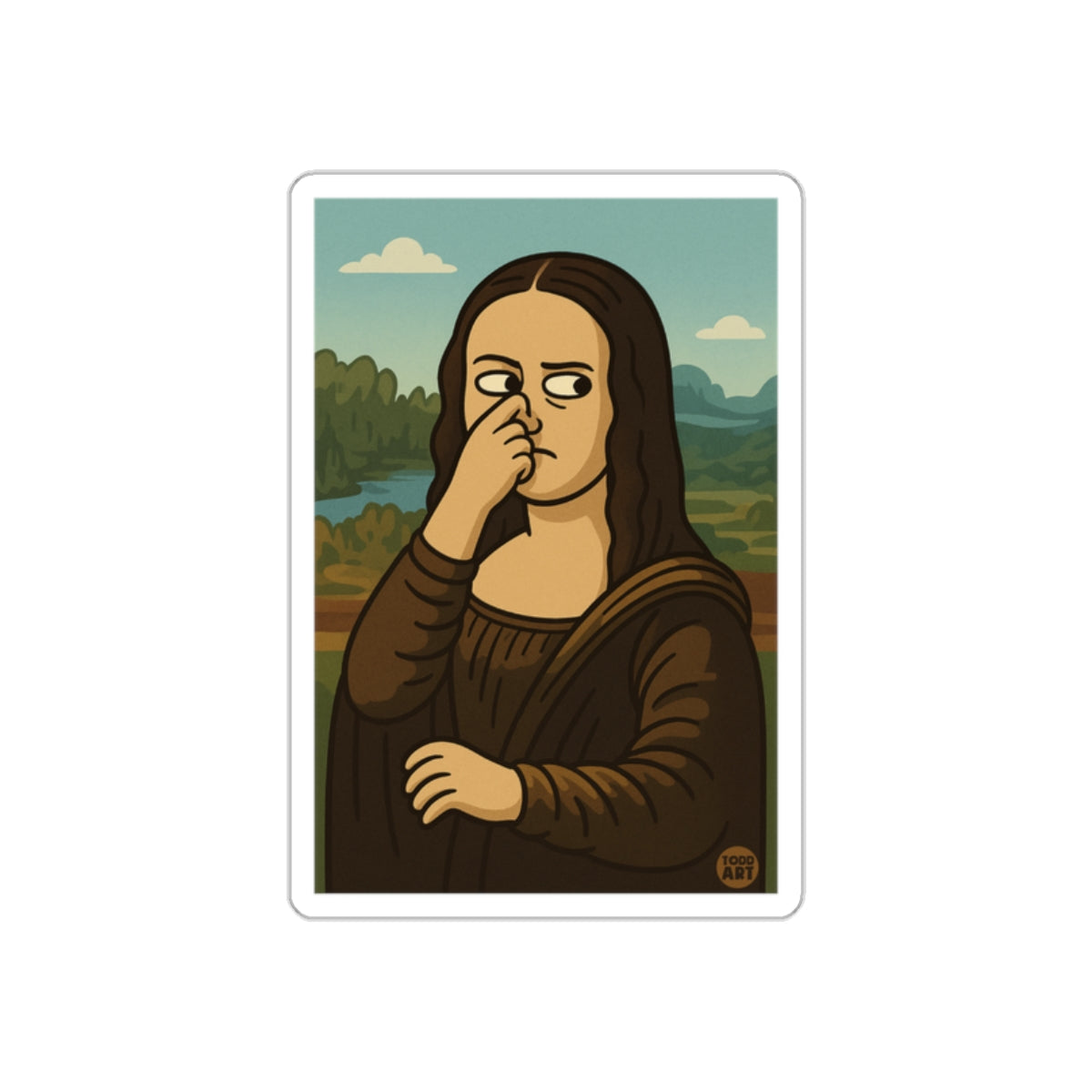 Mona Lisa with a Quirky Twist Picking Nose sticker