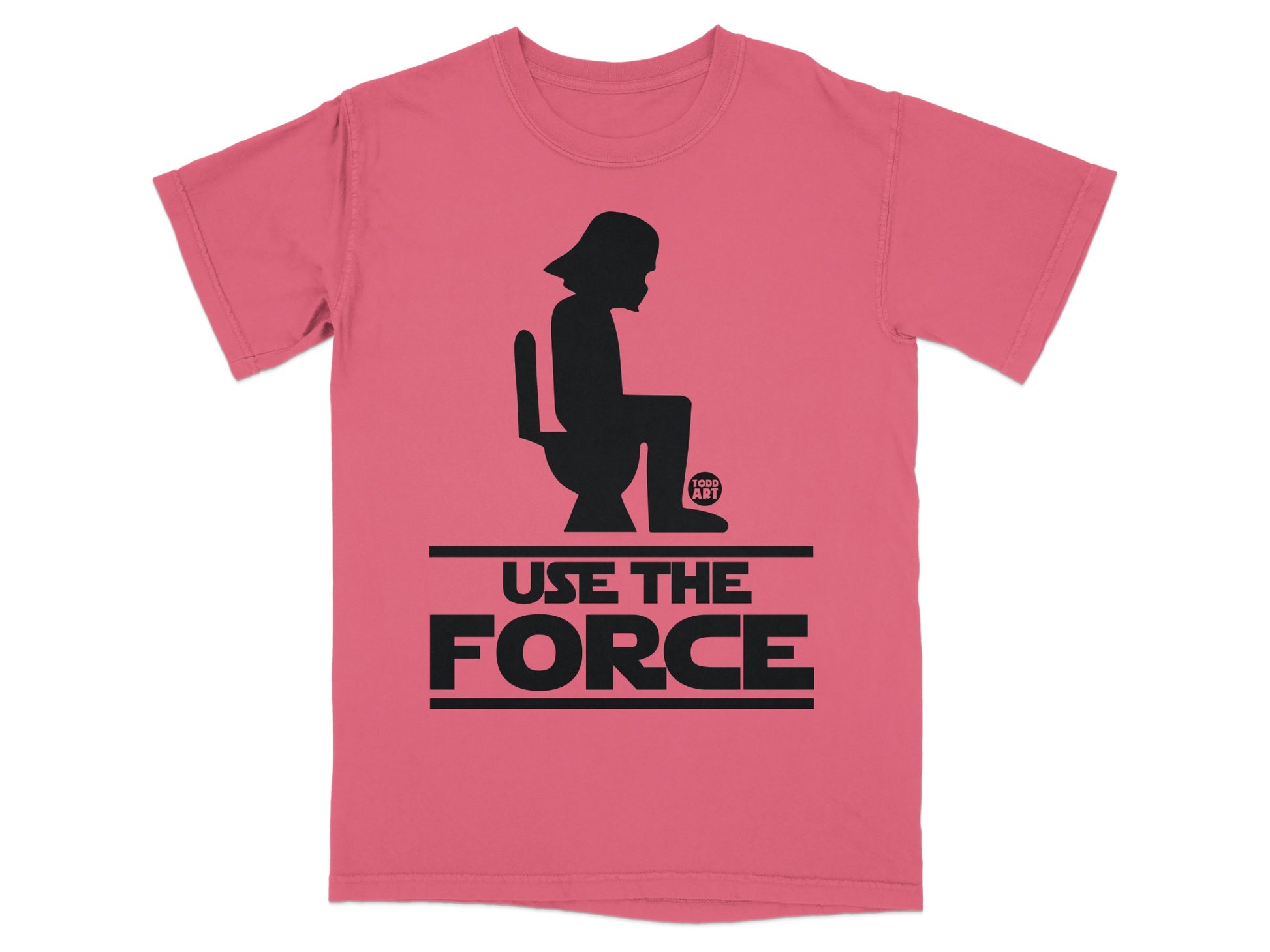 Darth Vader silhouette on toilet with "USE THE FORCE" text.