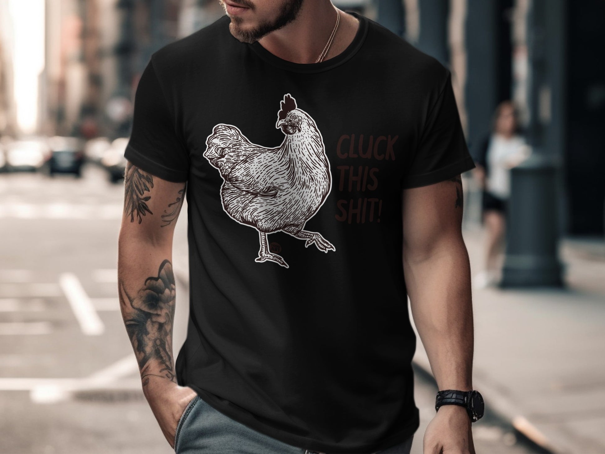 Funny Chicken Cluck This Shit Humorous Graphic T-Shirt
