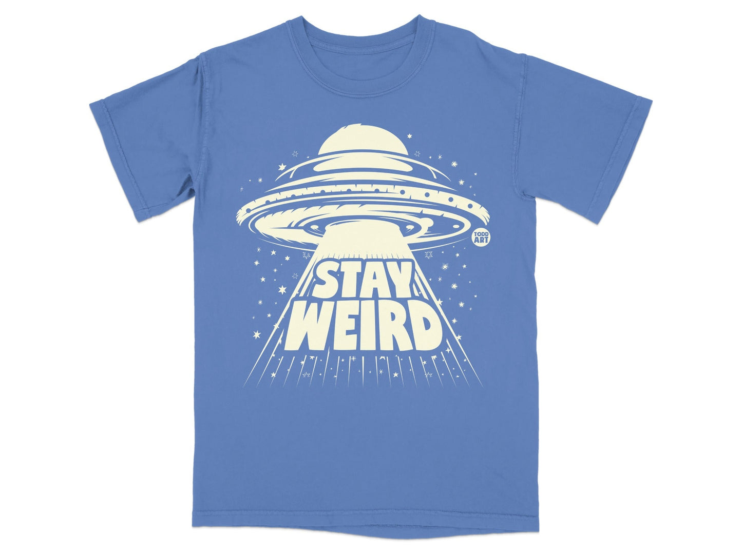 Stay Weird UFO Design Blue T-shirt