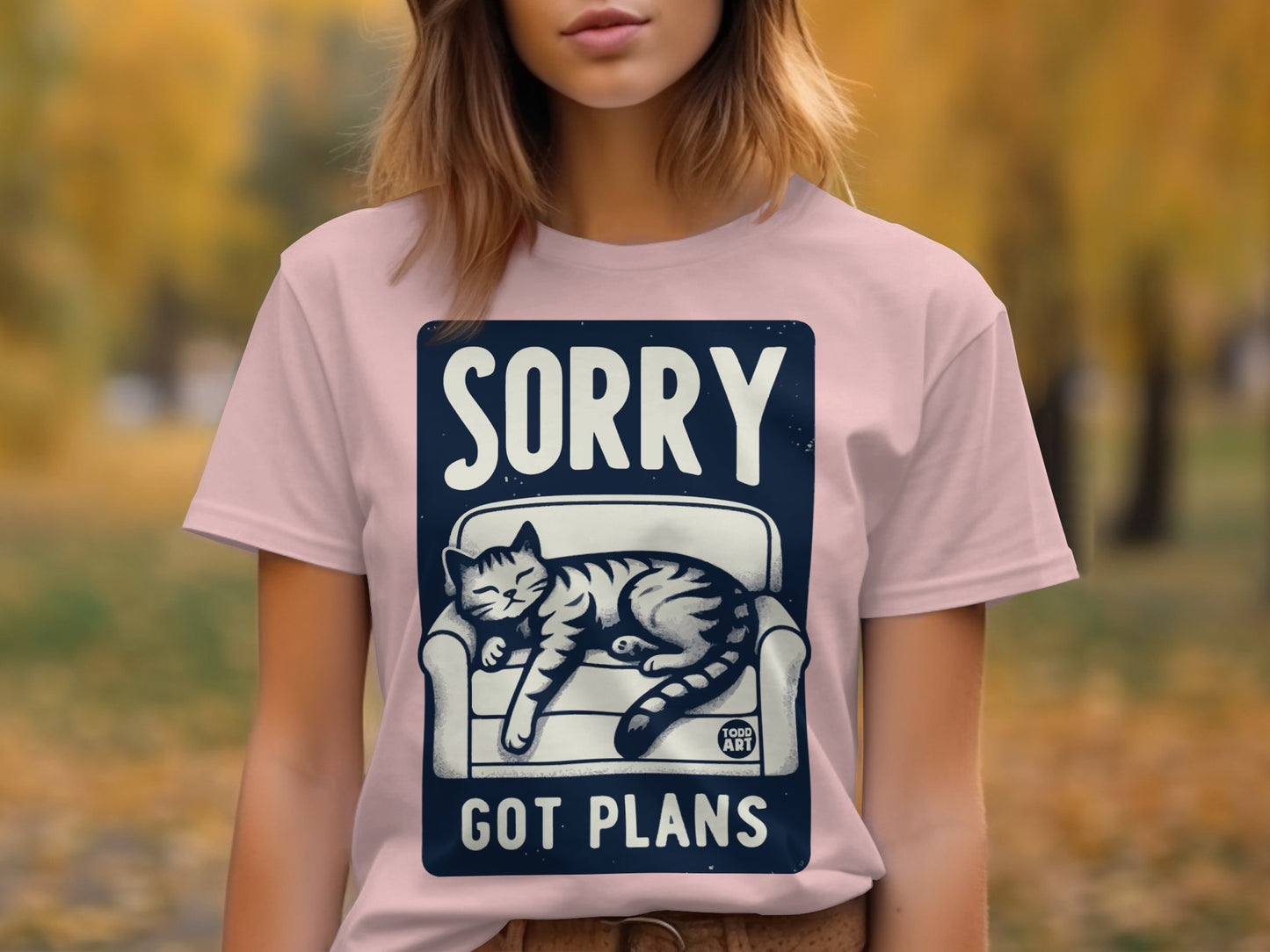 Sorry Got Plans Cat Couch Graphic T-shirt