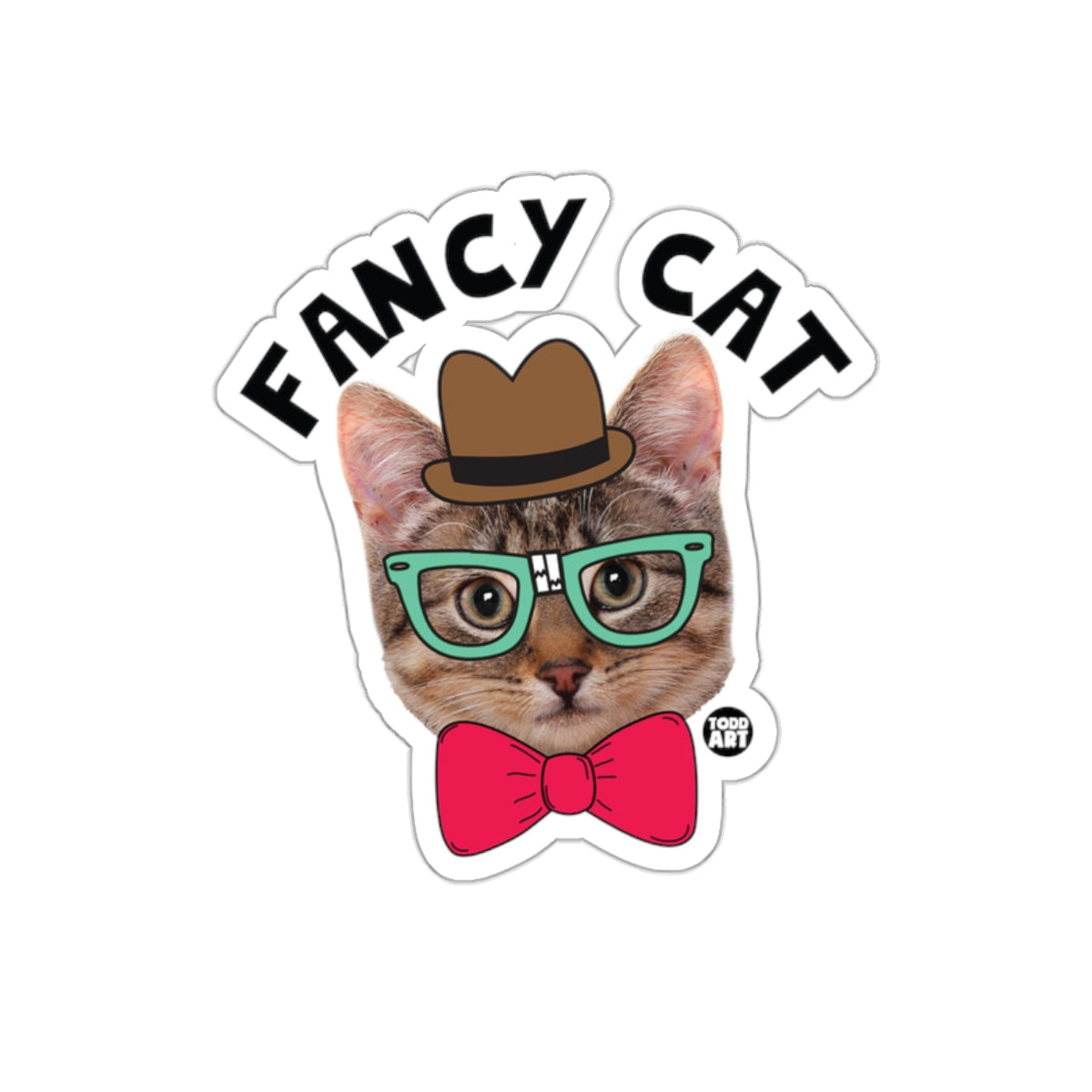 Fancy Cat with Hat and Bowtie Sticker Design