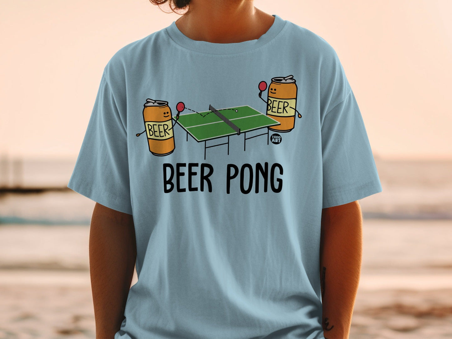 Beer Pong Illustration T-Shirt with Cute Design